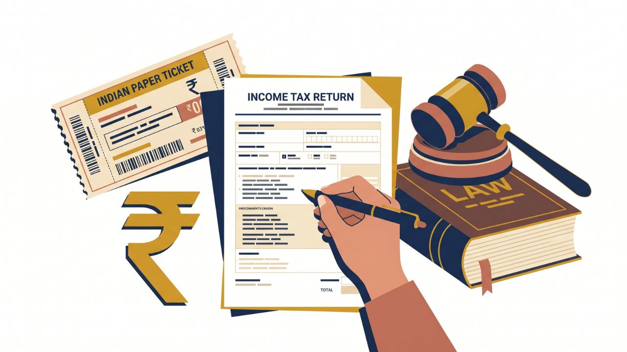 A detailed tax checklist showing how to file ITR-2 after winning lottery prizes in India.