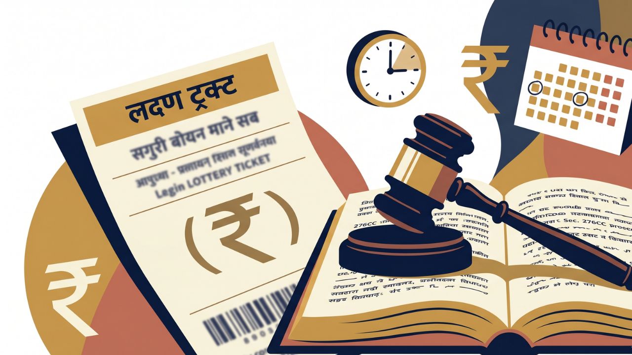 Visual guide explaining the lottery winner not filed ITR penalty and jail risks.